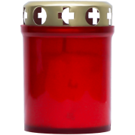 Set 20 candele rosii 20 ore cu capac metalic pentru cimitir 80 g K1-100 Zniczplast